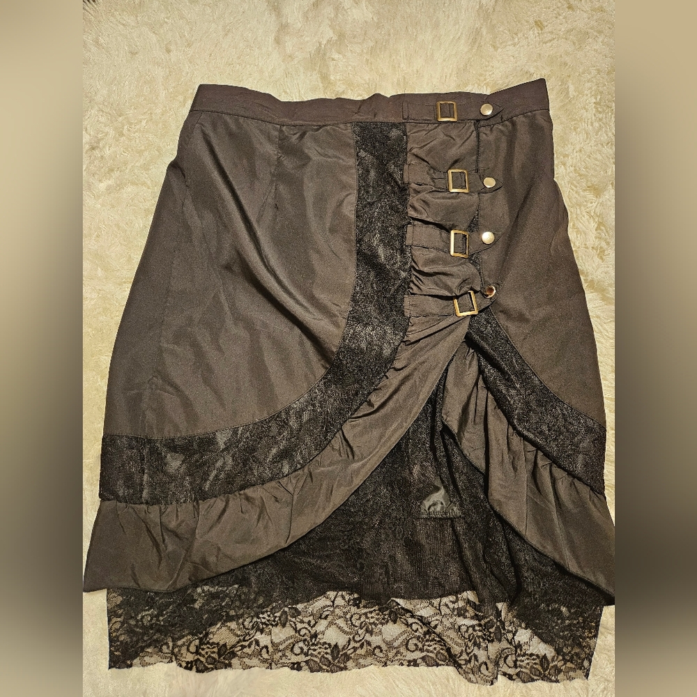 Black Lace Trim Skirt